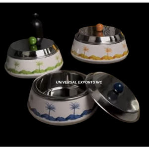 Calentador de alimentos de Metal decorativo Juego de dos vajilla Cazuela de diseñador hecha a mano Olla de metal de lujo con estilo clásico - Product Image 4