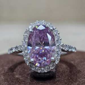 Ensemble de bijoux de fiançailles pour femmes, bague et boucles d'oreilles en argent sterling 925, diamant moissanite original glacé rose VVSD - Product Image 4