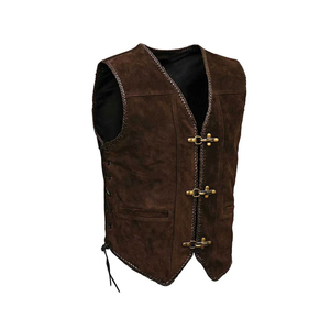 Nouveau design élégant Gilet de motard en cuir Veste de moto Vente chaude Bonne qualité Gilet en cuir à boutons - Product Image 3