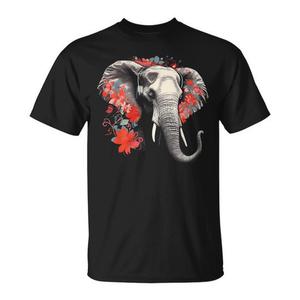 Camiseta con diseño de elefante y flores, arte musical animal, categoría promocional - Product Image 1