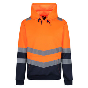Hombres de alta visibilidad de trabajo de algodón de lana de seguridad de construcción reflectante cinta pulóver sudaderas con capucha - Product Image 5