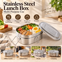 Boîte à lunch double couche en acier inoxydable 304, anti-fuite, pour l'école, le bureau, les pique-niques et le camping (vente en gros)