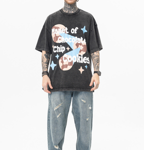 T-shirt streetwear T-shirt premium personnalisé 100% coton impression lavage à l'acide t-shirt pour hommes - Product Image 6