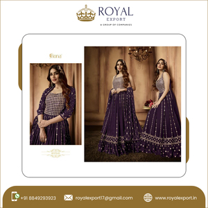 Thiết kế mới nặng Faux georgette 3mm trình tự làm việc <span class=keywords><strong>anarkali</strong></span> Áo choàng cho Phụ nữ dài khâu phù hợp với đám cưới trong sợi bông - Product Image 6