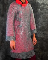 Haubergeon en maille de 9 mm à anneaux plats rivetés en acier doux calibre 18, pour costumes d'armure de chevalier médiéval et jeux de rôle historiques