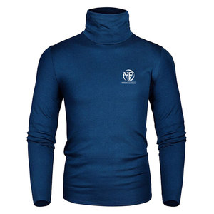 Refined Plain Knitwear Long Sleeve Raised Collar Pullover for Seasonal Casual Styling <b>Men</b> <b>Turtle</b> <b>Neck</b> Shirt - Product Image 1