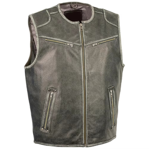 Fabricants et fournisseurs de gilets en cuir pour hommes, gilets en cuir pour moto, gilets en cuir tendance, fabriqués au Pakistan - Product Image 2