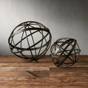 Sculpture en métal chère pour pièce maîtresse de table Sculpture de boule à la main décoration de table finie noire antique à vendre - Product Image 3