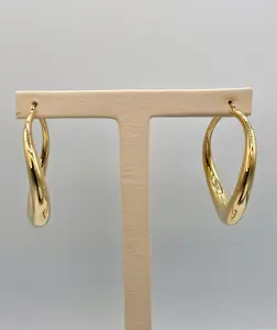 Boucles d'oreilles créoles en alliage plaqué or 18 carats Vintage Extra Chunky Everyday Wear pour cadeau de mode pour femme - Product Image 1