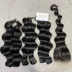 Proveedor de cabello vietnamita crudo liso Natural cuerpo ondulado profundo solo cabello de donante crudo bebé rizado birmano rizado paquetes de cabello crudo - Product Image 2