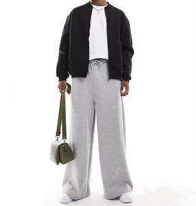 Pantalon de survêtement surdimensionné épais polaire coton éponge respirant pantalon de survêtement à jambes larges poches latérales couleur unie hommes pantalons de survêtement - Product Image 5