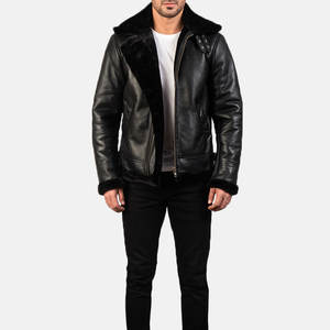 Tenue coupe-vent de poche Veste en cuir pour homme Veste en cuir à manches longues pour homme de coupe régulière - Product Image 1