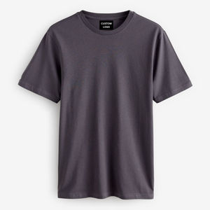 Camiseta de manga corta con cuello redondo para hombre, corte regular, color azul claro, OEM ODM, algodón mercerizado, camiseta de primera calidad - Product Image 3