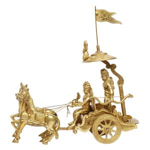 Latón Krishna Arjun Rath Idol Estatua Símbolo de Mahabharat - Product Image 4