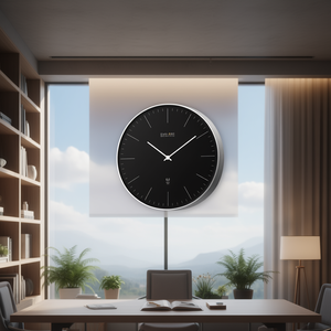 Explore Scientific <b>Wall</b> <b>Clock</b> 25cm Black Silver Atomic Time Quartz <b>Silent</b> Movement - Product Image 3