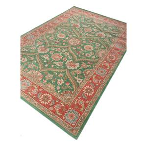 Kasbah Green <b>Hand</b> <b>Tufted</b> Wool & Viscose <b>Rug</b> Top-1505(Cs-01) Floral & Striped Rectangle Design for Home & Living Room Use - Product Image 2