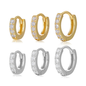 Pendientes de Aro Clásicos de Plata de Ley 925 Chapados en Oro con Circonitas, Estilo Vintage, Joyería Fina para Mujer - Product Image 2