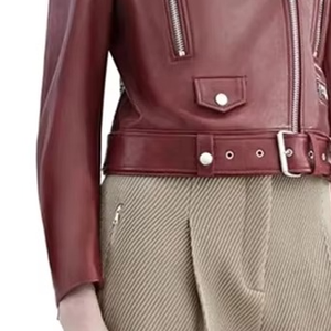 เสื้อโค้ทหนังแกะแท้ขนาดใหญ่สำหรับผู้หญิง แจ็คเก็ตหนังกลับสไตล์นักบิน ซิปผ้าไหมลายทาง สำหรับฤดูใบไม้ผลิและฤดูหนาว - Product Image 6