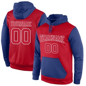 Venta al por mayor y Dropship Custom Stitched Red-Royal Sports Pullover Sudadera con capucha - Product Image 1