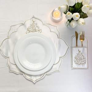 Decorative Classic <b>Linen</b> Table <b>Placemats</b> with Hand Embroidery Durable Design Carton Packed for Special Dinner Arrangements - Product Image 2