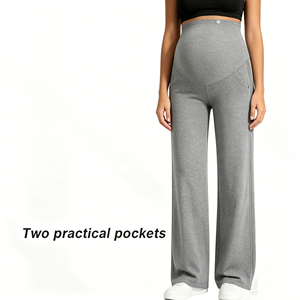 <span class=keywords><strong>Pantalon</strong></span> de maternité à jambes larges avec poches, <span class=keywords><strong>pantalon</strong></span> de yoga de <span class=keywords><strong>grossesse</strong></span> en coton taille haute, <span class=keywords><strong>pantalon</strong></span> de maternité décontracté extensible grande taille - Product Image 5