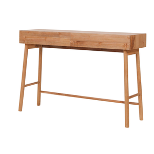 Table console en teck massif avec deux tiroirs et un rangement élégant pour le couloir et le salon - Product Image 4