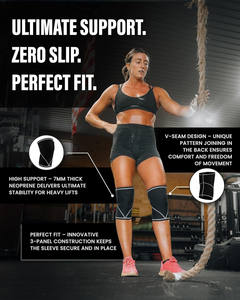 Genouillères de musculation professionnelles en néoprène pour la salle de sport, la remise en forme, la construction et le travail, soutien protecteur du genou pour adultes - Product Image 3