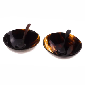 Bol de service à salade en corne de buffle avec cuillère à salade Nouveau design jetable Serveur à salade en corne de buffle Fabricant en gros - Product Image 6