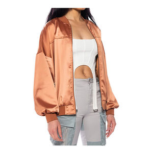 Chaqueta Varsity de Moda para Mujer, Temporada de Invierno, con Mangas de Satén y Diseño de Parches, Chaqueta de Satén Personalizada en Oferta - Product Image 5