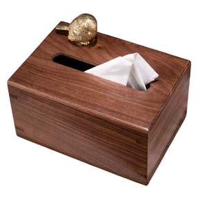 Distributeur de mouchoirs en bois naturel de qualité créative avec dessus de table en métal et organisateur de mouchoirs de décoration de bureau prix le plus bas - Product Image 2