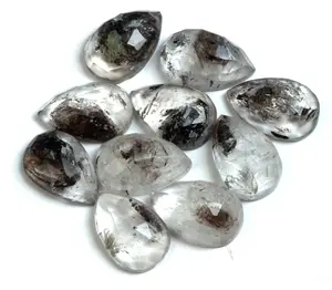 梨7X9MM毫米形状玫瑰切割真钻石Herkimer刻面平背宝石梨花式形状散装珠宝制作石