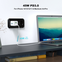 Cargador GaN de 45W PD3.0 USB C, Cargador Tipo C de Carga Rápida, Doble Puerto, Enchufe Universal, Cargador de Pared para iPhone, Samsung, Laptop