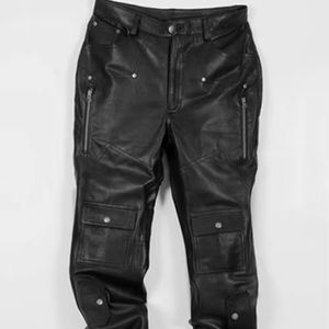 Pantalones de Cuero Genuino 100% de Alta Calidad, Tejido de Secado Rápido, Resistente al Viento, Transpirable, Rectos, Ligeros, Estilo Casual, Corte Regular - Product Image 1