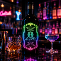 Autocollant LED pour bouteille de vin Longstargift, promotion spiritueux, présentoir de boissons haut de gamme, PET haute luminosité