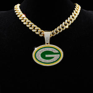 Pendentif Football Green Bay Packers Plaqué Or 14K Moissanite Taille Brillant Argent 925 Style Punk Hip-hop Unisexe Tendance - Product Image 4
