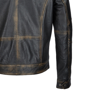 Veste en cuir pour hommes de haute qualité du meilleur fabricant avec étiquette personnalisée de service OEM hiver col montant fermeture à glissière avant respirant - Product Image 6