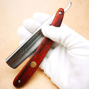 High Quality Stainless Steel Straight Edge Razor Professional Single Blade Barber Shaving Tool with Wood Handle for <b>Men</b> - Product Image 4