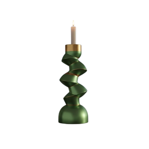 Candelabro moderno de metal verde con acabado premium, diseño elegante para decoración festiva y del hogar. - Product Image 1
