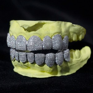 925 argent Sterling luxe brillant coupe VVS Moissanite diamant personnalisé Grillz dents or Fine Piercing bijoux pour hommes fête - Product Image 2