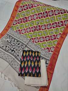 Sur mesure élégant Floral Kalamkari imprimé coton Ikat robe matériaux Dobby Style tissé respirant ethnique élégant tenues - Product Image 2