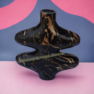 Florero de aluminio de Metal de tono dorado y negro de nuevo diseño de moda para la decoración de la boda de la sala de estar - Product Image 2