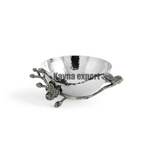 Cuenco de lujo moderno chapado en oro pulido para servir dátiles y frutos secos, con soporte estilo pluma, de acero inoxidable, regalos empresariales desechables - Product Image 5