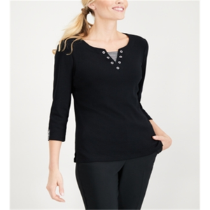 Style & Co. Abito nero XL senza maniche a strati con decorazione a bottoni - Product Image 1