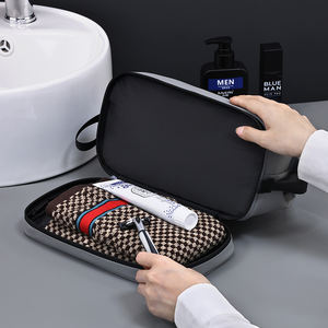 กระเป๋าเครื่องสำอางแบบพกพาสำหรับเดินทางกระเป๋าเครื่องสำอางสำหรับผู้ชายกระเป๋าแบบสองช่องใส่โลโก้ได้ตามต้องการ - Product Image 3