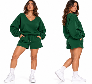 Ensemble de sweat-shirts décontractés à col en V, surdimensionnés, avec logo personnalisé, sérigraphie et broderie en relief, vente en gros directe d'usine, exportateur actif - Product Image 5