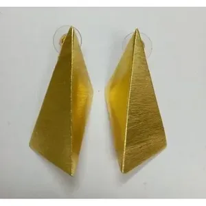 Soumya Creations Handmade 18K Gold Plated Pyramid Shape Drop <b>Earrings</b> Trendy Ethnic Style Women's Party Wedding Gift - Product Image 2