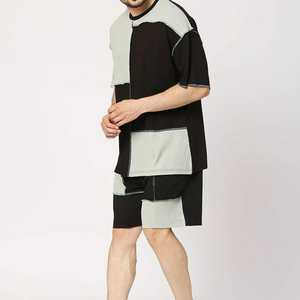 Vente en gros d'ensemble de survêtements de sport 100% en coton respirant pour hommes, couleurs personnalisées, taille plus pour les ensembles jumeaux de sports d'été - Product Image 2