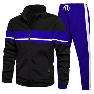 Costumes de jogging de sport décontractés à fermeture éclair complète pour hommes survêtements de course athlétiques à rayures avec poches zippées Suites de sport décontractées - Product Image 3