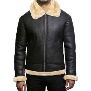 Nouveauté : Vestes en peau de mouton pour hommes, matériau de haute qualité, chaudes, en cuir, avec fermeture éclair, col rabattable, poignets repliables, imperméables - Product Image 4