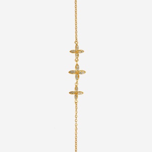 14K Gold and 92.5 <b>Silver</b> Tennis <b>Bracelet</b> with Cross Flower Key <b>Charm</b> Rhodium and Gold Plated 191367 Model - Product Image 3